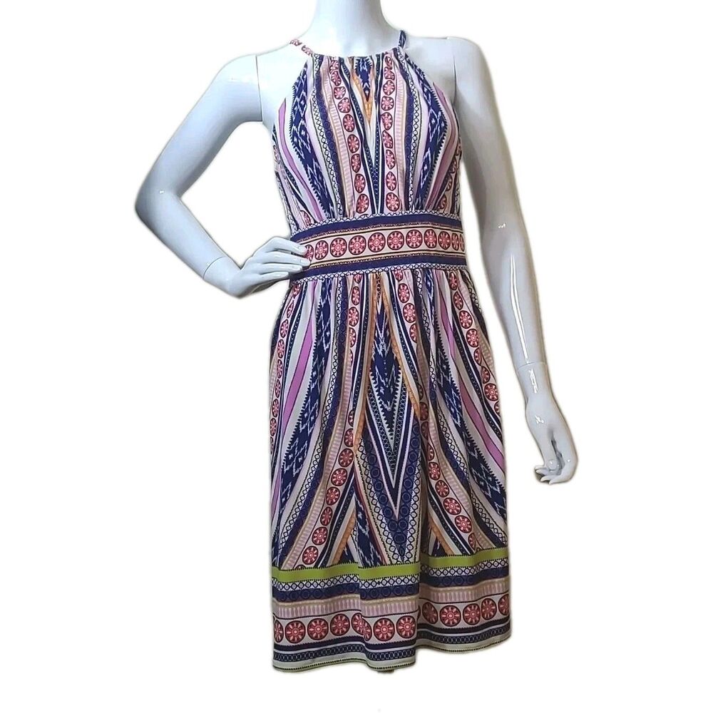 London Times Halterneck Sun Dress Knee Length Size 4